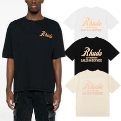 Rhude T Shirts Letter Printed Cotton Casual Short Sleeve Men and Women