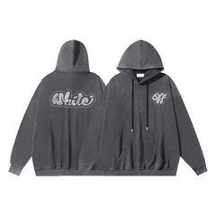 OW creative letter pattern washing water old hooded sweater