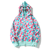 Bathing Ape Hoodie Miami Two-Hat Cardigan Zipper Fall/Winter Velvet Shark