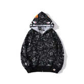 Bathing Ape Hoodie Luminous Starry Sky Two-Hat Cardigan Zipper Velvet Shark