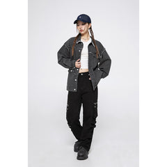 Unisex Jacket Vintage Denim Jacket for Men and Women Couple Loose Cardigan Coat