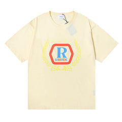 Rhude T Shirt Micro Label Wheat Ear Letter Print Short Sleeve T-Shirt