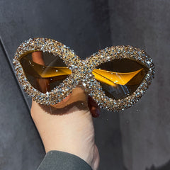 Trendy punk glasses diamond retro cat eyes