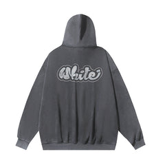 OW creative letter pattern washing water old hooded sweater