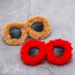 Trendy punk glasses stuffed funny round frame