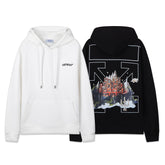 Autumn and winter mountains audio arrow pattern pullover hooded sweater