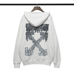 OFF Grey Melting Arrow Pattern Hooded Sweatshirt
