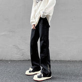 Men Jeans Vintage Jeans Black Elastic Loose Straight Casual Trousers