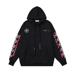 OW 99 Digital Pink Arrow Graffiti Printed Hooded Sweater