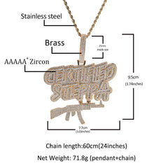 Jewelry Mixed Square Diamond AK47 Letter Pendant hiphop Spectrum Armament Word Up