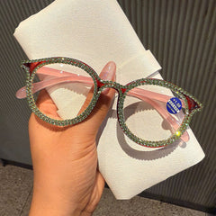 Trendy Punk Glasses Flash Drill Cat Ears Anti-Blue Light