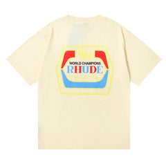 Rhude T Shirt Micro Label Wheat Ear Letter Print Short Sleeve T-Shirt