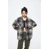 Unisex Jacket Retro Plaid Shirt Men and Women Loose Jacket