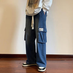Men Jeans Fall Wide-Leg Casual Pants Baggy Straight Trousers