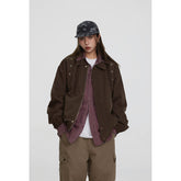 Unisex Jacket Autumn Retro Lapels Workwear Jacket Loose Casual Jacket