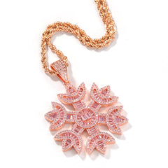 Jewelry Vintage Snowflake Pendant Necklace Copper Zircon Snowflake Spectrum