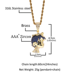 Jewelry Hip Hop Copper Trimmed Zirconium Cartoon Little Boy Pendant Necklace St. Valentine's