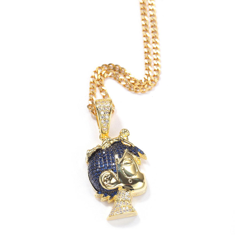 Jewelry Hip Hop Copper Trimmed Zirconium Cartoon Little Boy Pendant Necklace St. Valentine's