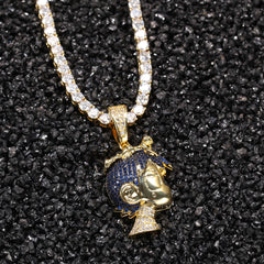 Jewelry Hip Hop Copper Trimmed Zirconium Cartoon Little Boy Pendant Necklace St. Valentine's