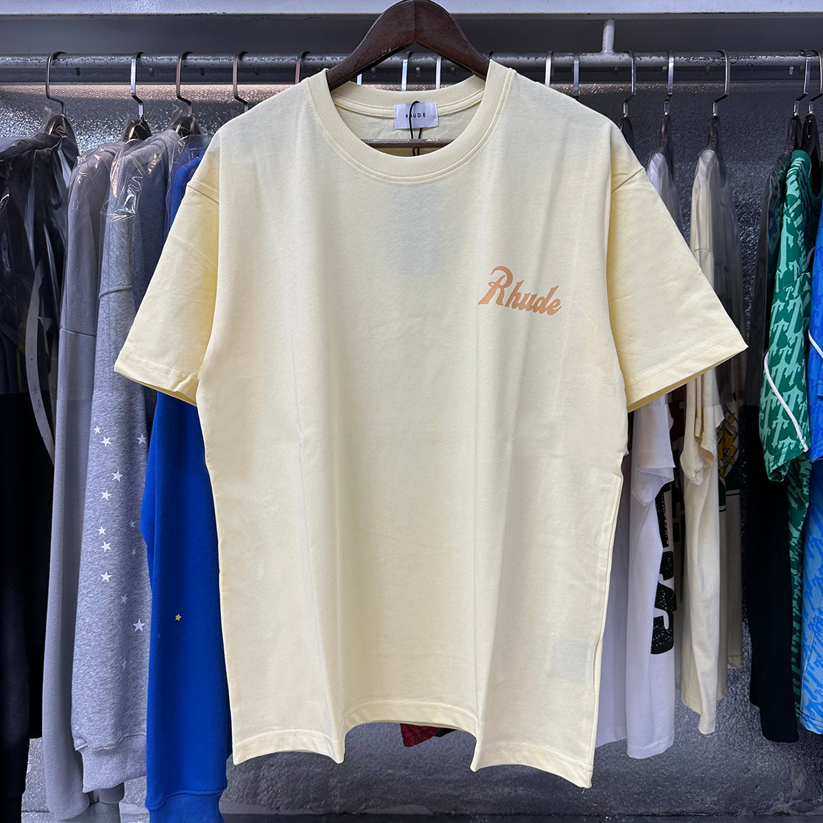 Rhude T Shirts Letter Printed Cotton Casual Short Sleeve Men and Women