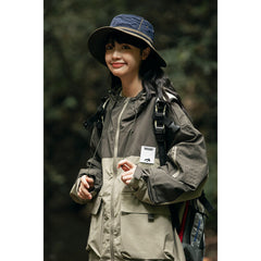 Unisex Jacket Vintage Shell Jacket Loose Hooded Coat Men's and Women's Jacket