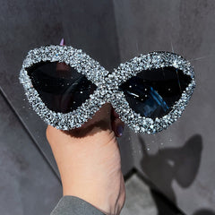 Trendy punk glasses diamond retro cat eyes