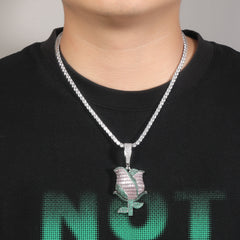 Jewelry Rose Pendant Vintage Hip Hop Copper Microencrusted Zircon Spectrum St. Valentine's