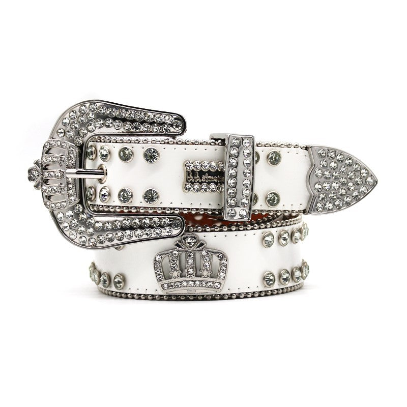 Hip-hop punk rhinestone belt crown rhinestone