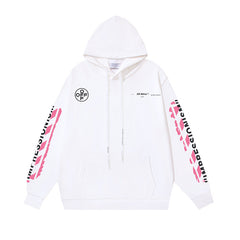 OW 99 Digital Pink Arrow Graffiti Printed Hooded Sweater