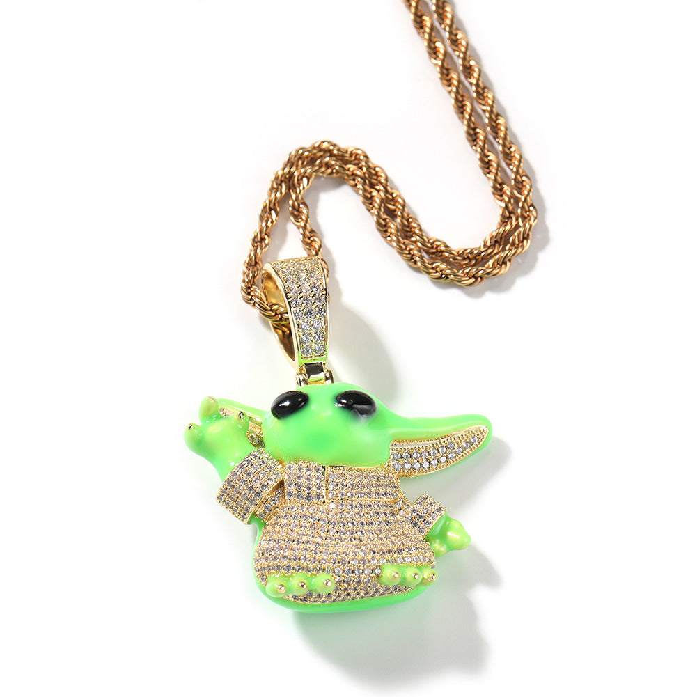Jewelry Cartoon Pendant Necklace Dripping Oil Luminous Alien Night light