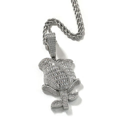 Jewelry Rose Pendant Vintage Hip Hop Copper Microencrusted Zircon Spectrum St. Valentine's