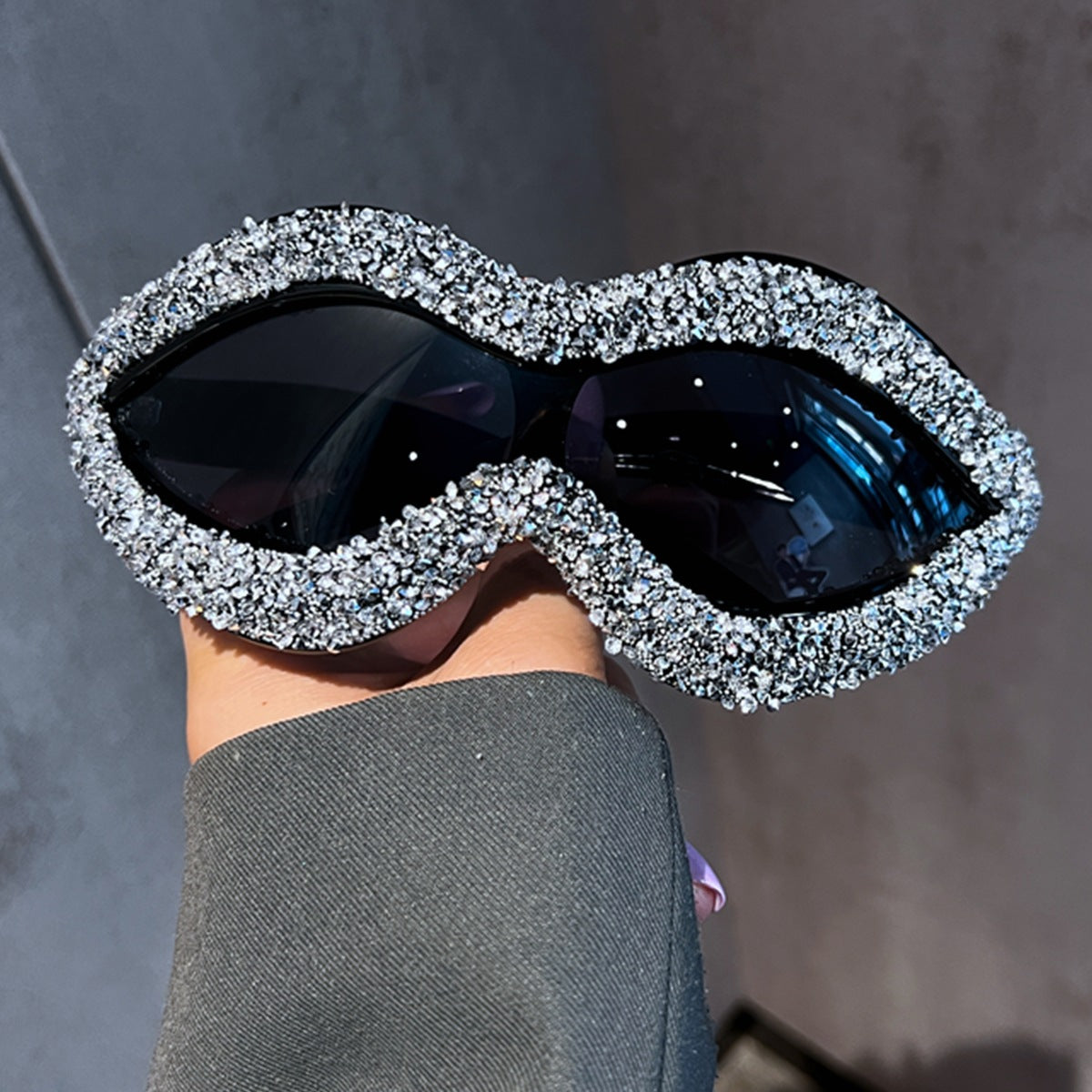 Trendy punk glasses y2k full diamond retro