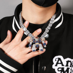 Jewelry Dragon Warrior Pendant Necklace Copper Micro-Inlaid Zirconia Hip Hop Necklace Armament Spectrum Far East