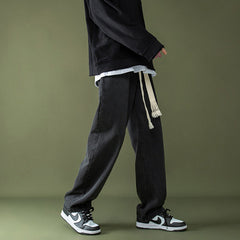 Men Jeans Spring and Autumn Straight Loose Drawstring Vintage