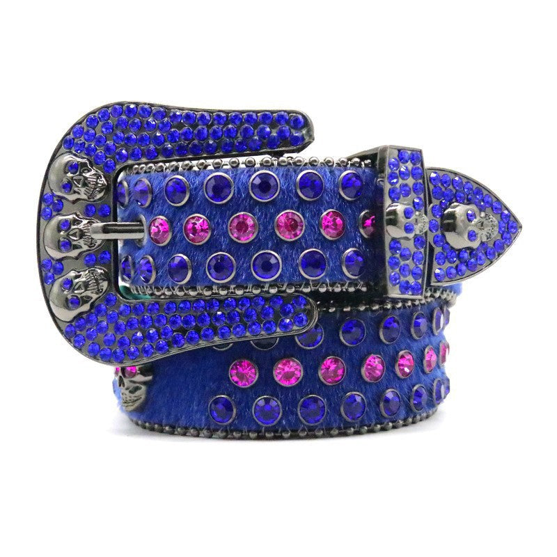 Hip-hop punk rhinestone belt skull punk style