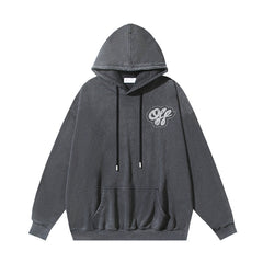 OW creative letter pattern washing water old hooded sweater