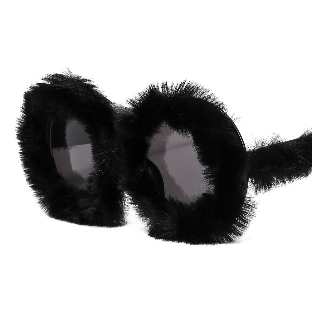 Trendy punk glasses stuffed funny round frame