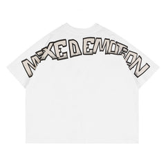 Mixed Emotion T-Shirt Blutosatire Boxy Crew Neck Loose Short Sleeve