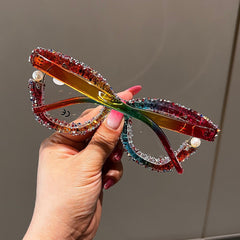 Trendy punk glasses rainbow frame retro