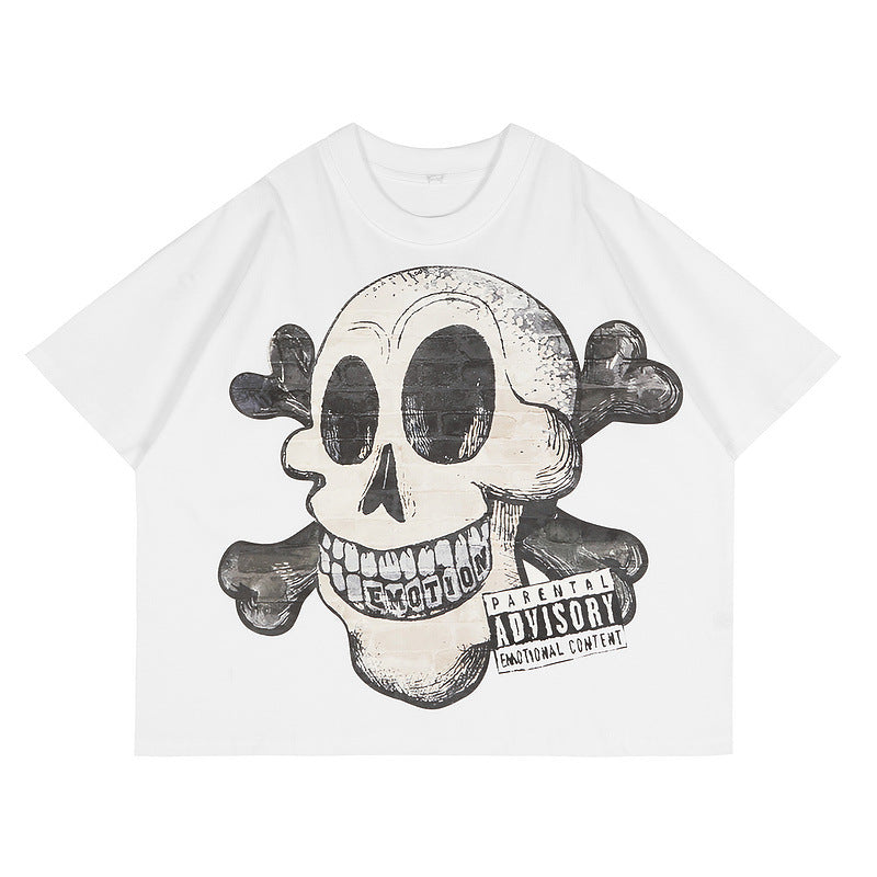 Mixed Emotion T-Shirt Blutosatire Boxy Crew Neck Loose Short Sleeve