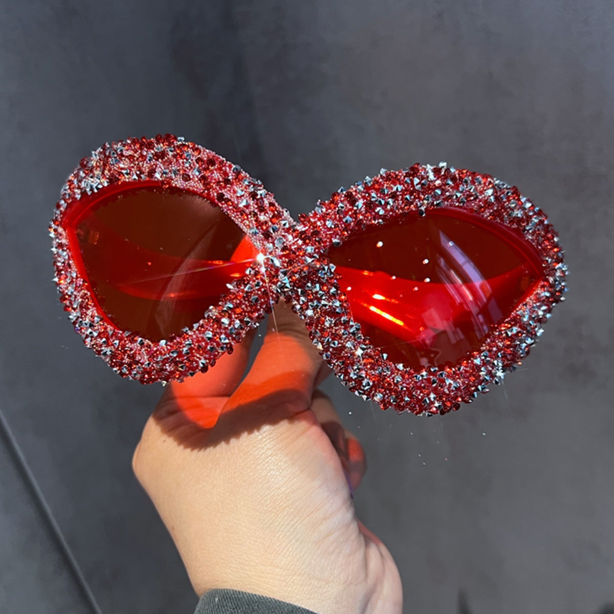 Trendy punk glasses diamond retro cat eyes