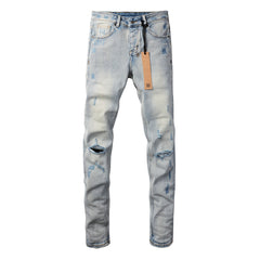 KSUBI Jeans Slim Fit Casual Stretch Ripped Jeans