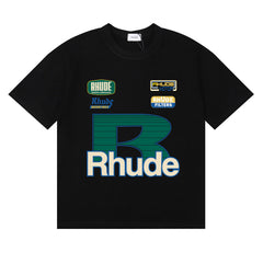 Rhude T Shirts Graffiti Printing Cotton Casual Short Sleeve Men and Women