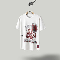 Travis Scott T Shirts x Mitchell x Ness Mississippi State Bulldogs Hand-Drawn Short Sleeve